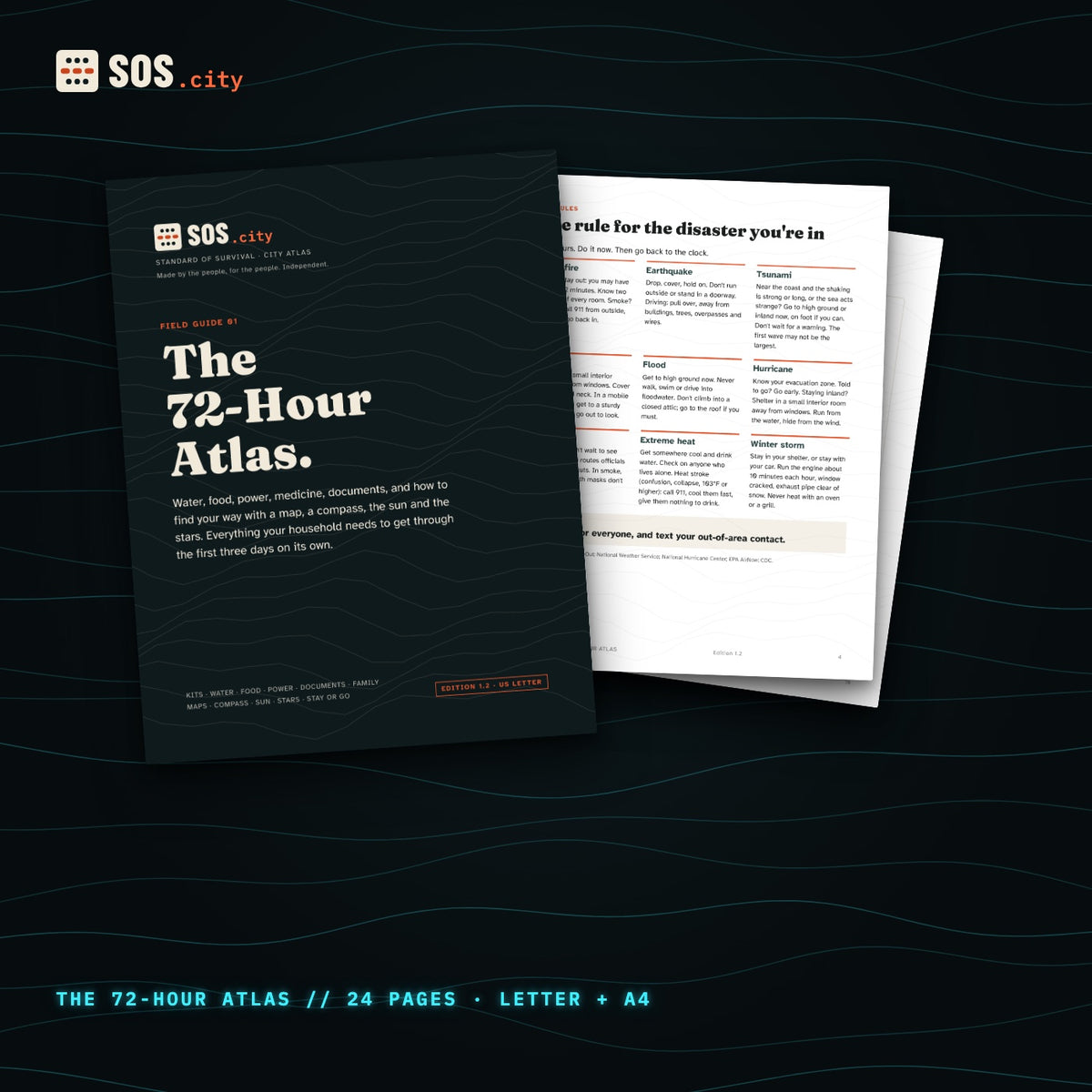 SOS.city The 72-Hour Atlas: cover and pages, 24 pages, Letter and A4