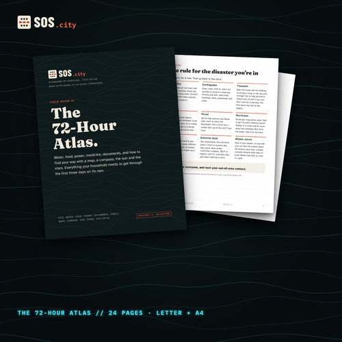 SOS.city The 72-Hour Atlas: cover and pages, 24 pages, Letter and A4